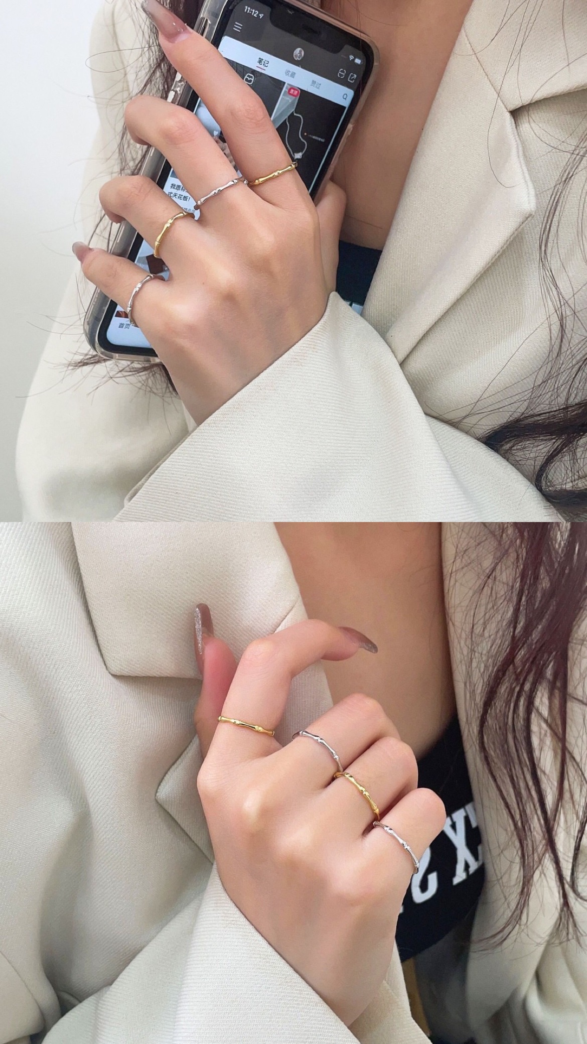 簡單俐落竹節細圈戒指（925 silver）