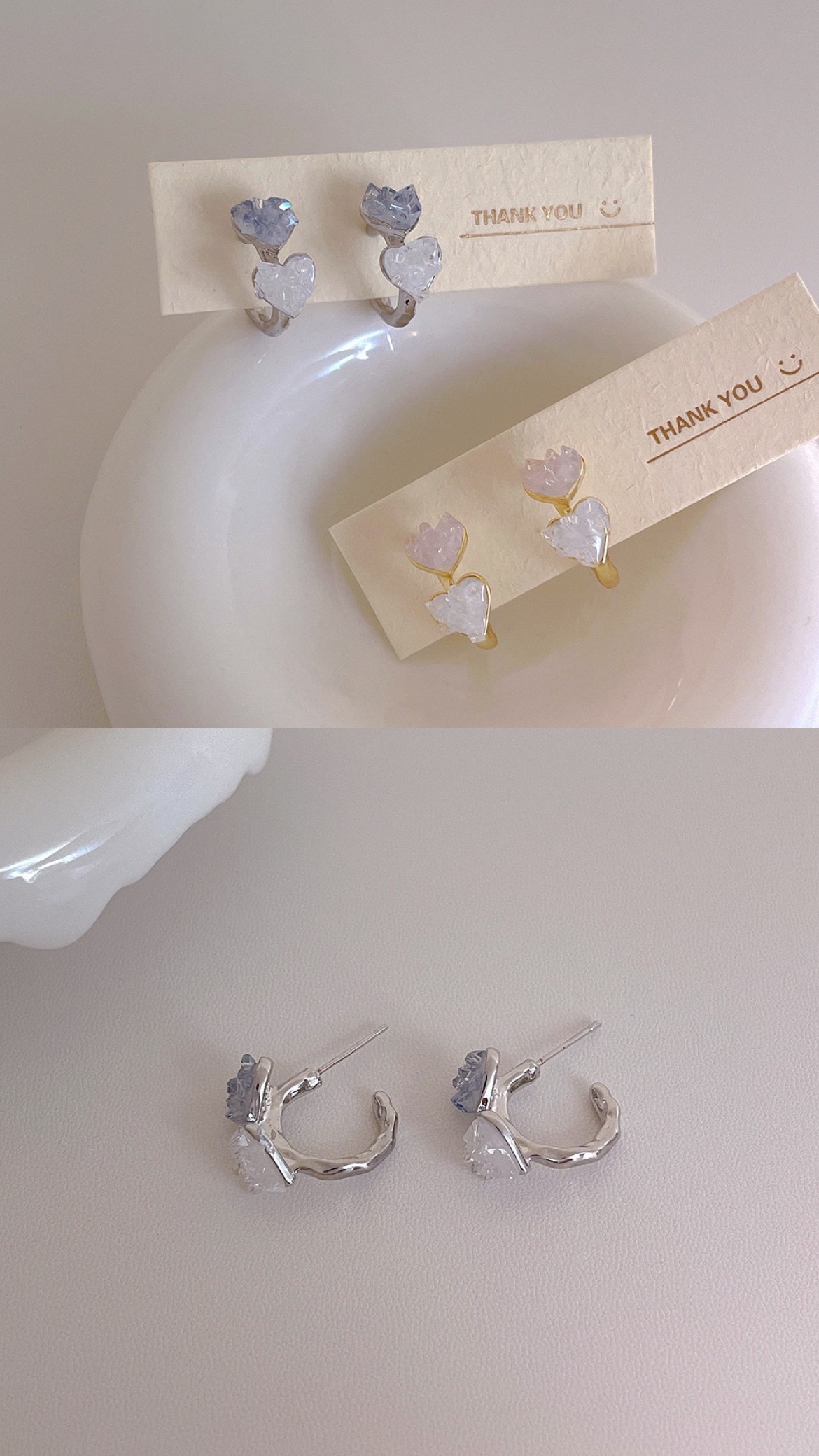 水晶礦石耳環（925銀針）