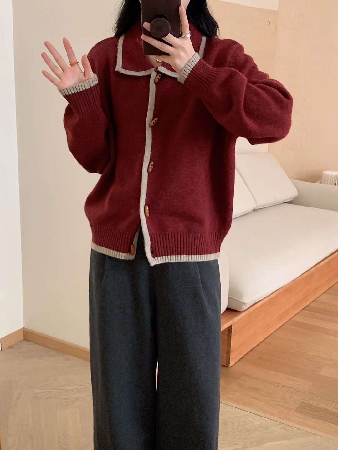 復古牛角釦毛衣