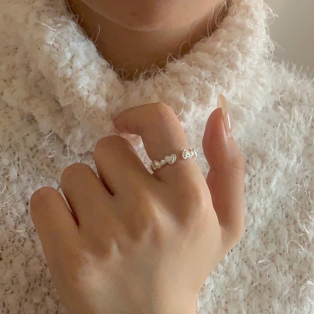 ins風顛倒愛心開口戒