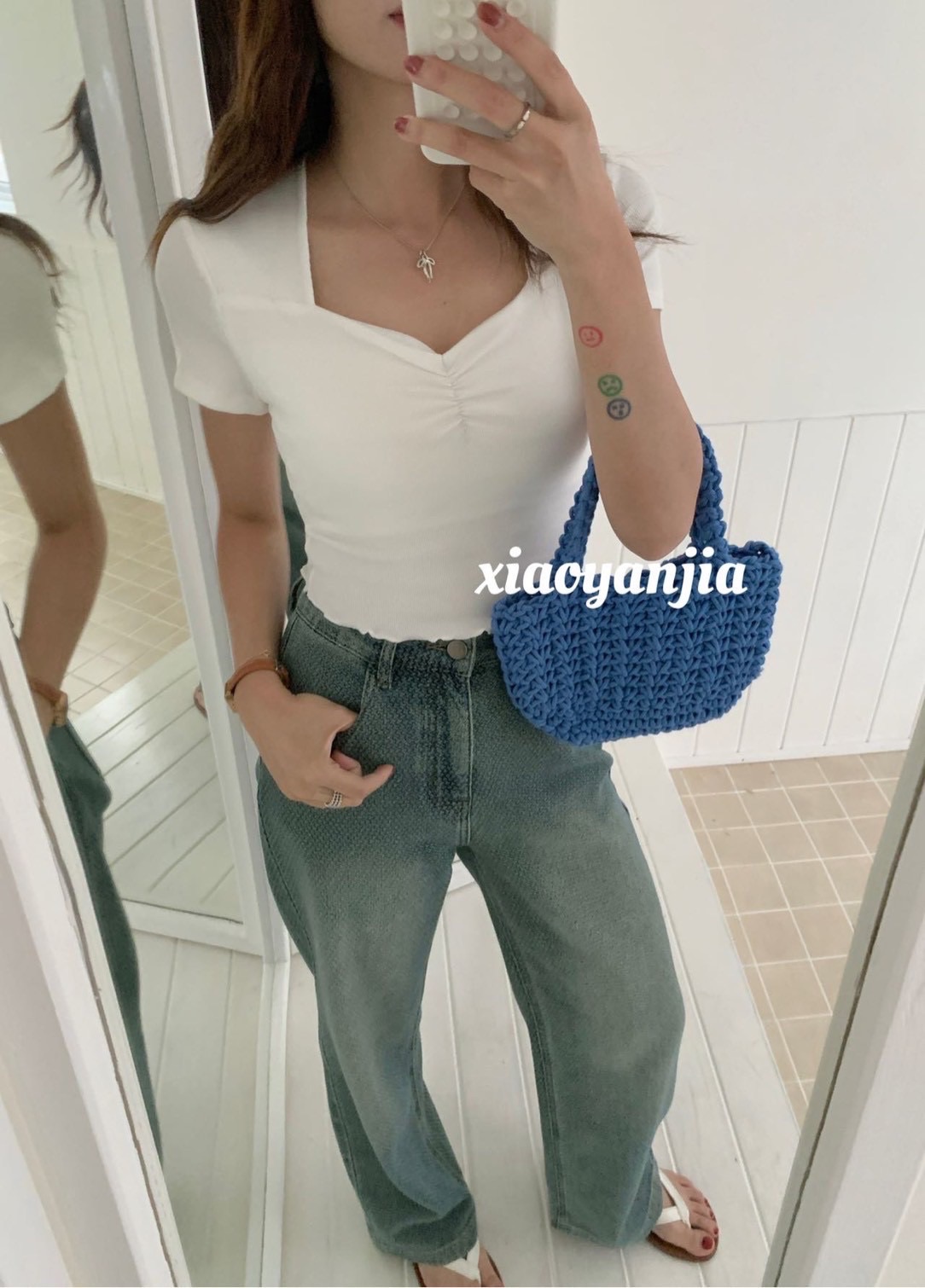 《自帶胸墊》桃心領短版上衣