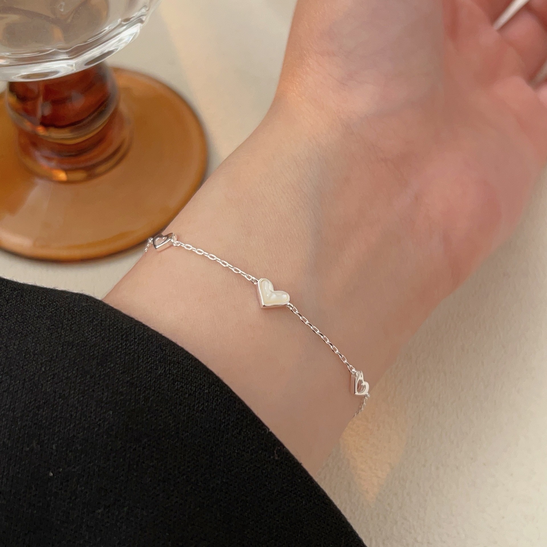 《心動》貝母愛心手鍊（925S）