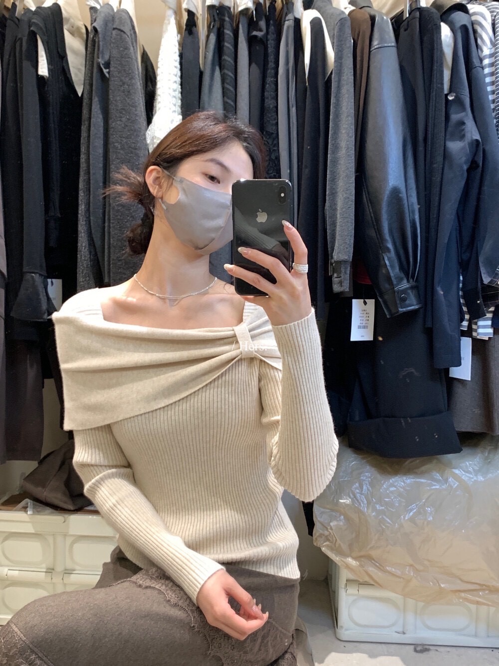 《溫柔千金風》一字領針織衫