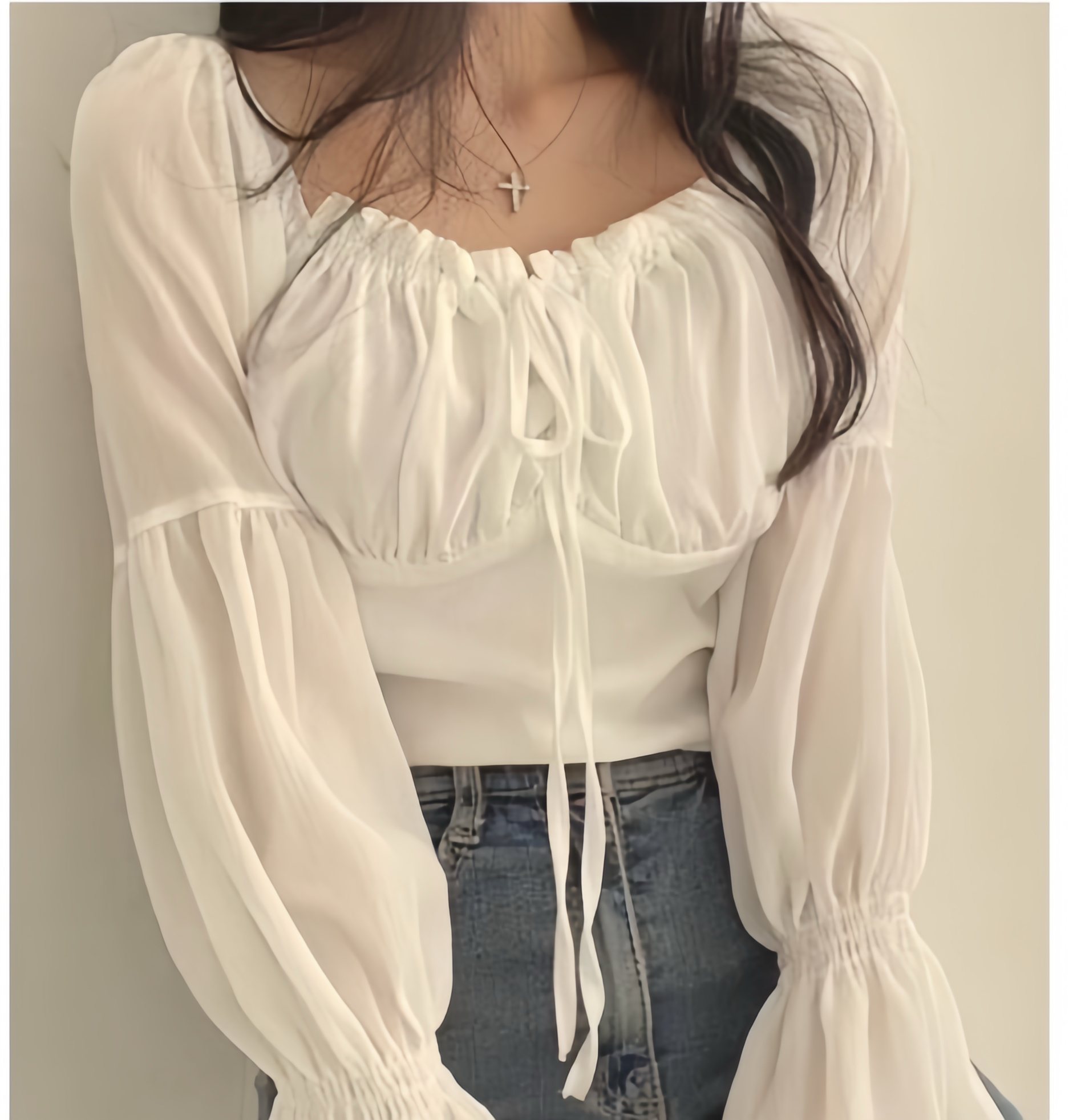 《仙氣飄飄喇叭袖》雪紡上衣