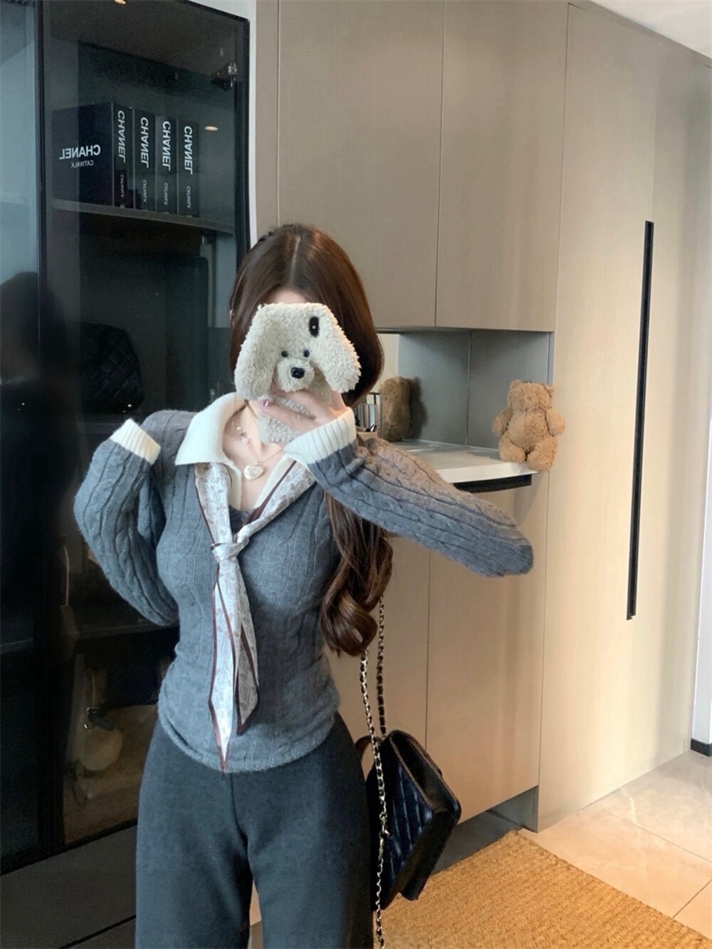 《輕法式》假兩件麻花上衣