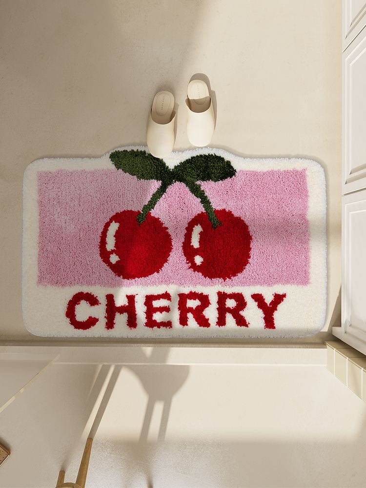 韓式 櫻桃造型 毛絨吸水地墊