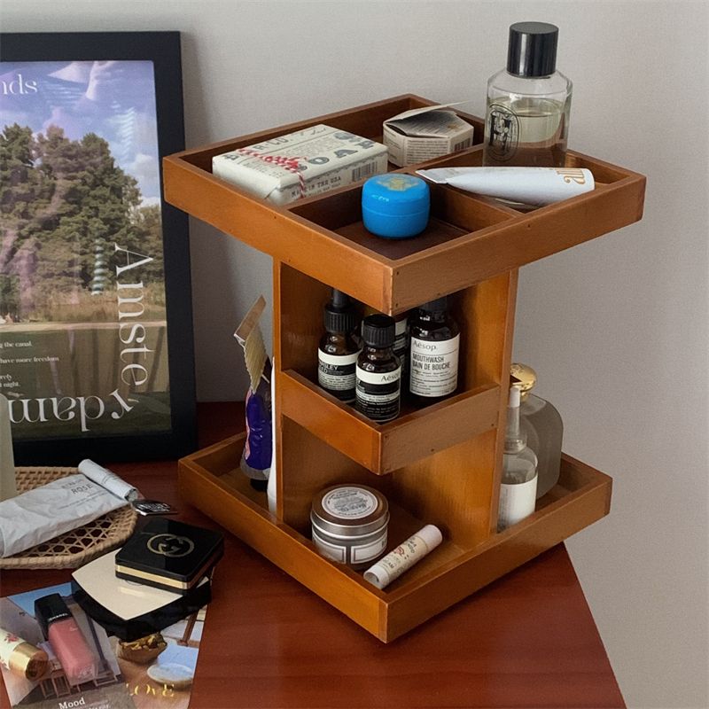 復古風 木質 360度旋轉收納櫃