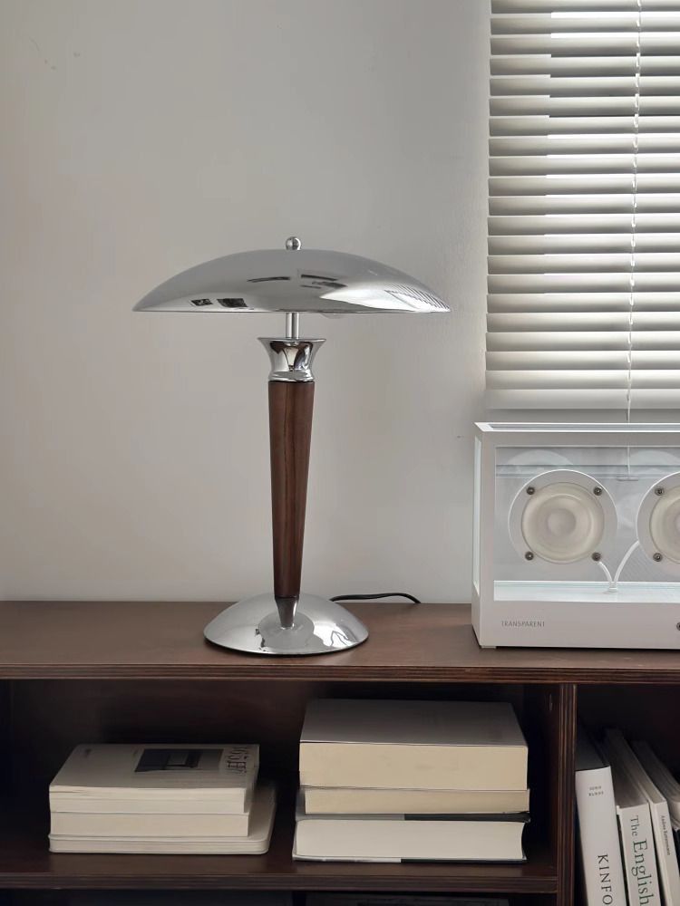 中古風 實木檯燈 飛碟檯燈