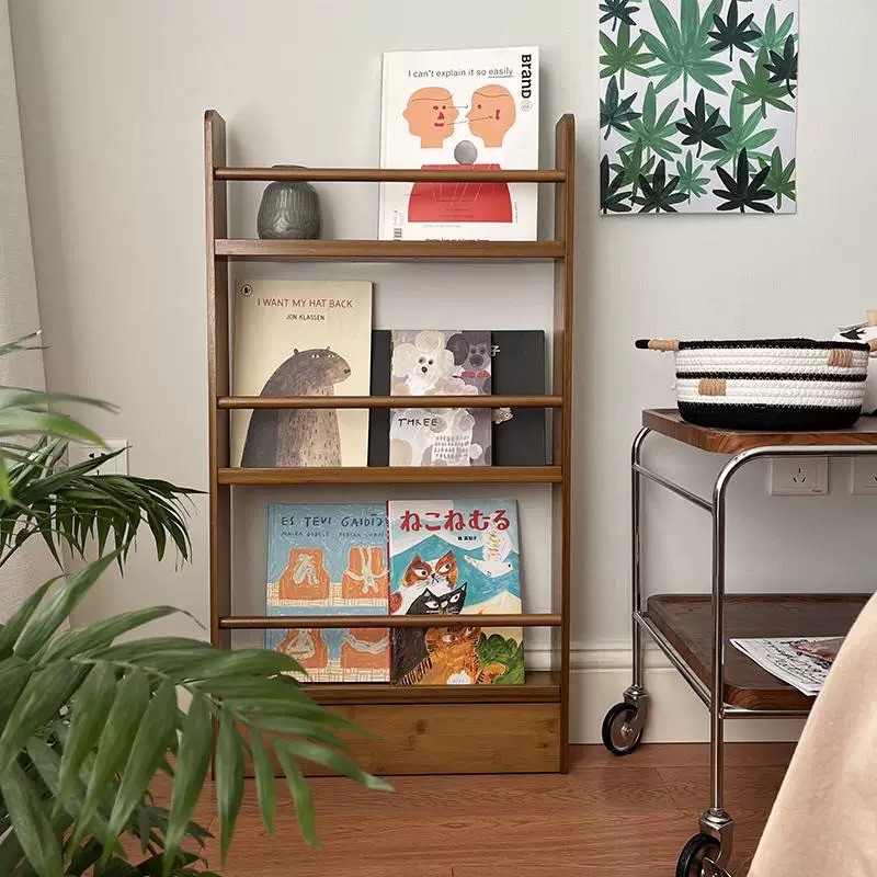 中古風 楠竹牆邊 窄書架置物架