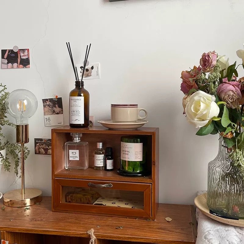 vintage 實木大容量 首飾抽屜 置物收納架