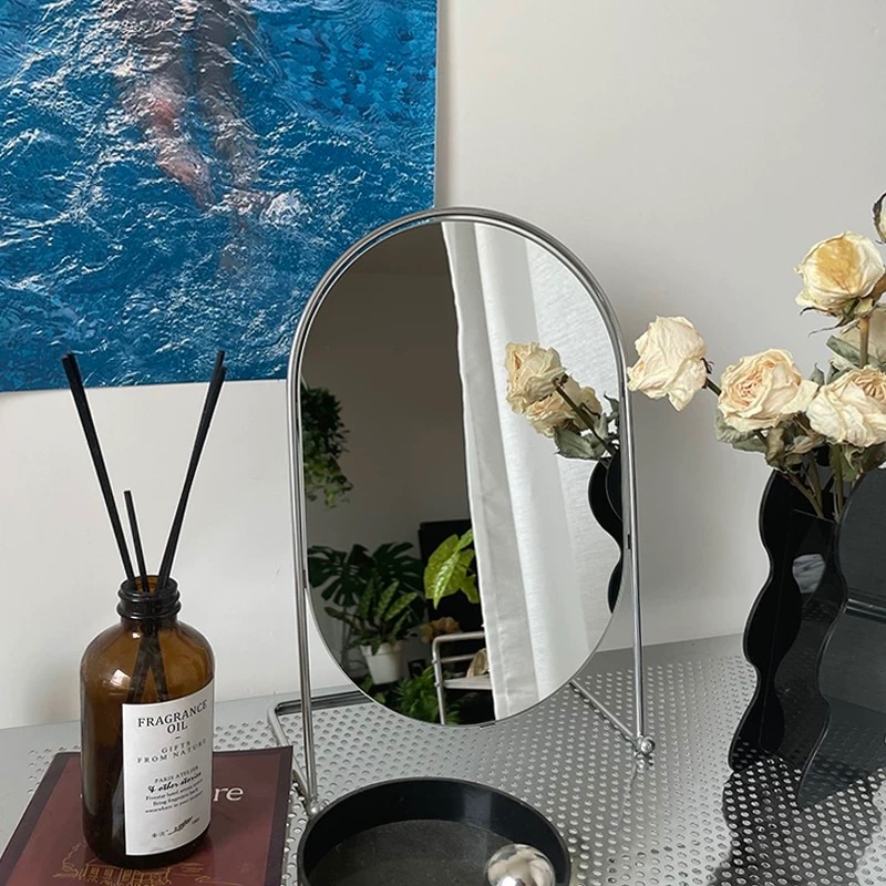 金屬桌面 圓形裝飾 梳妝台鏡