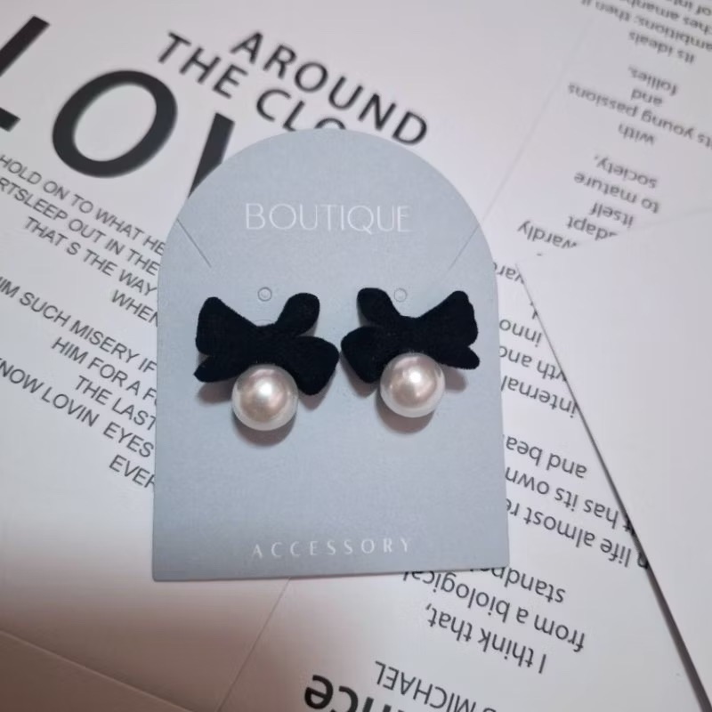 ＜耳飾＞ ⁺⋆  s925珍珠黑色蝴蝶結高級感ins風韓系氣質耳針耳飾耳釘