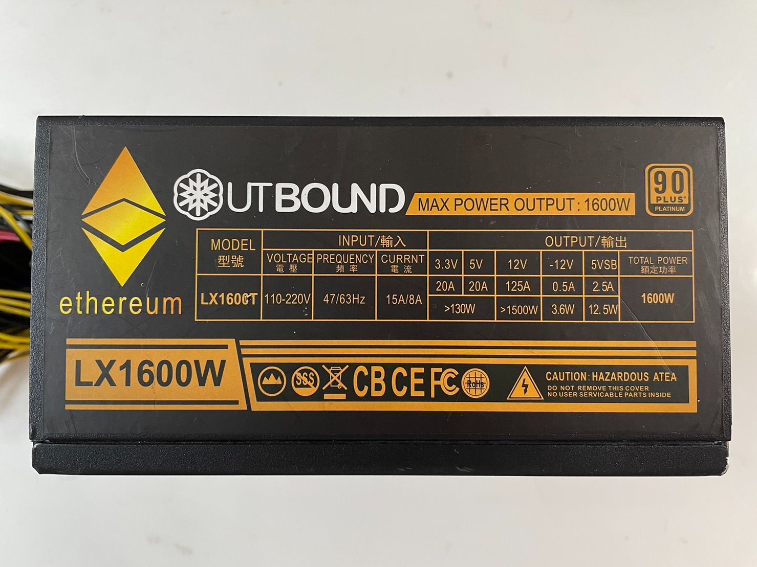 UTBOUND 90PLUS 1600W 二手電源供應器 保固7天保固