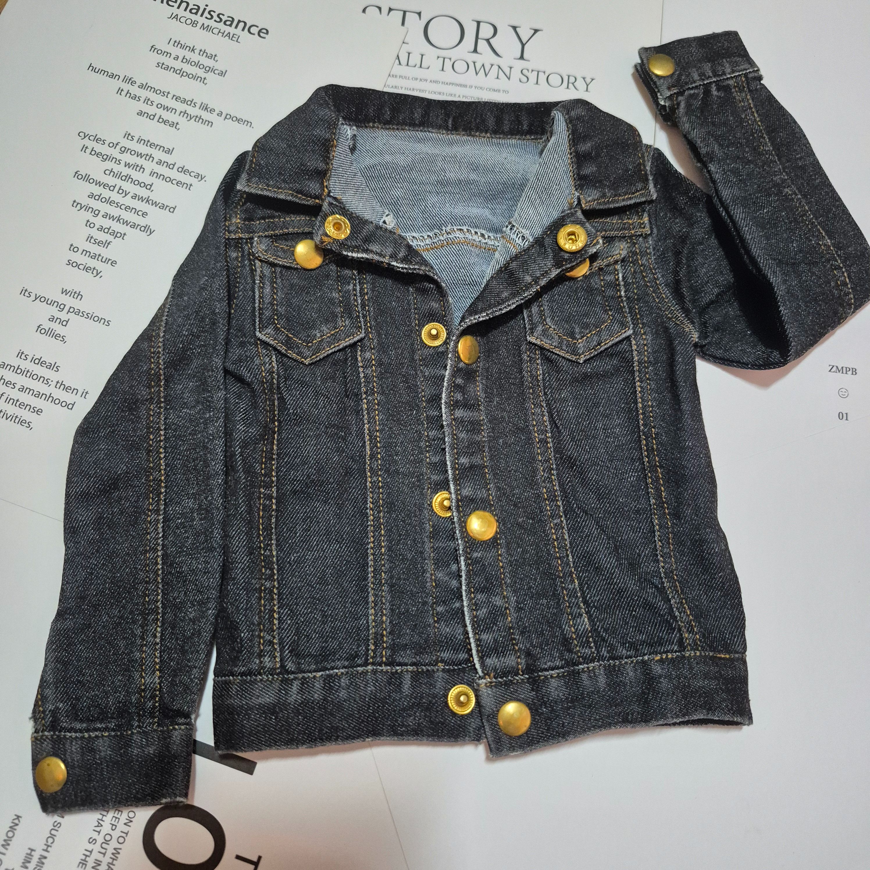 ＜BJD/3分＞endless牛仔外套灰黑色bjd牛仔做舊上衣大叔sd17男娃衣男娃日常