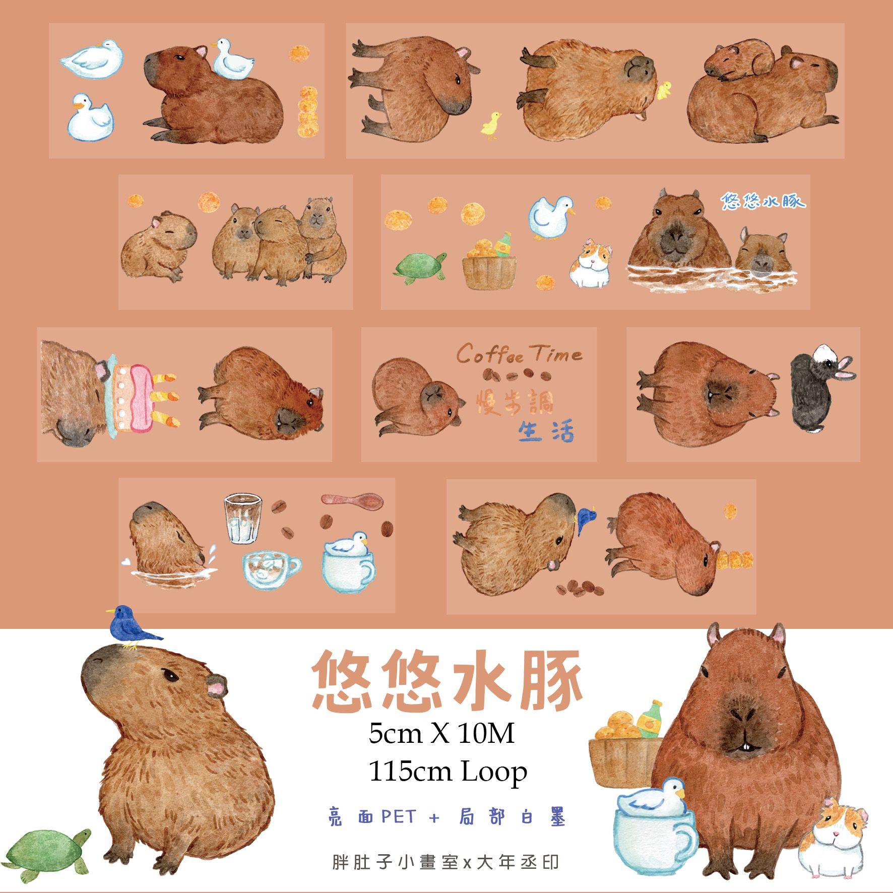 亮面PET膠帶-悠悠水豚