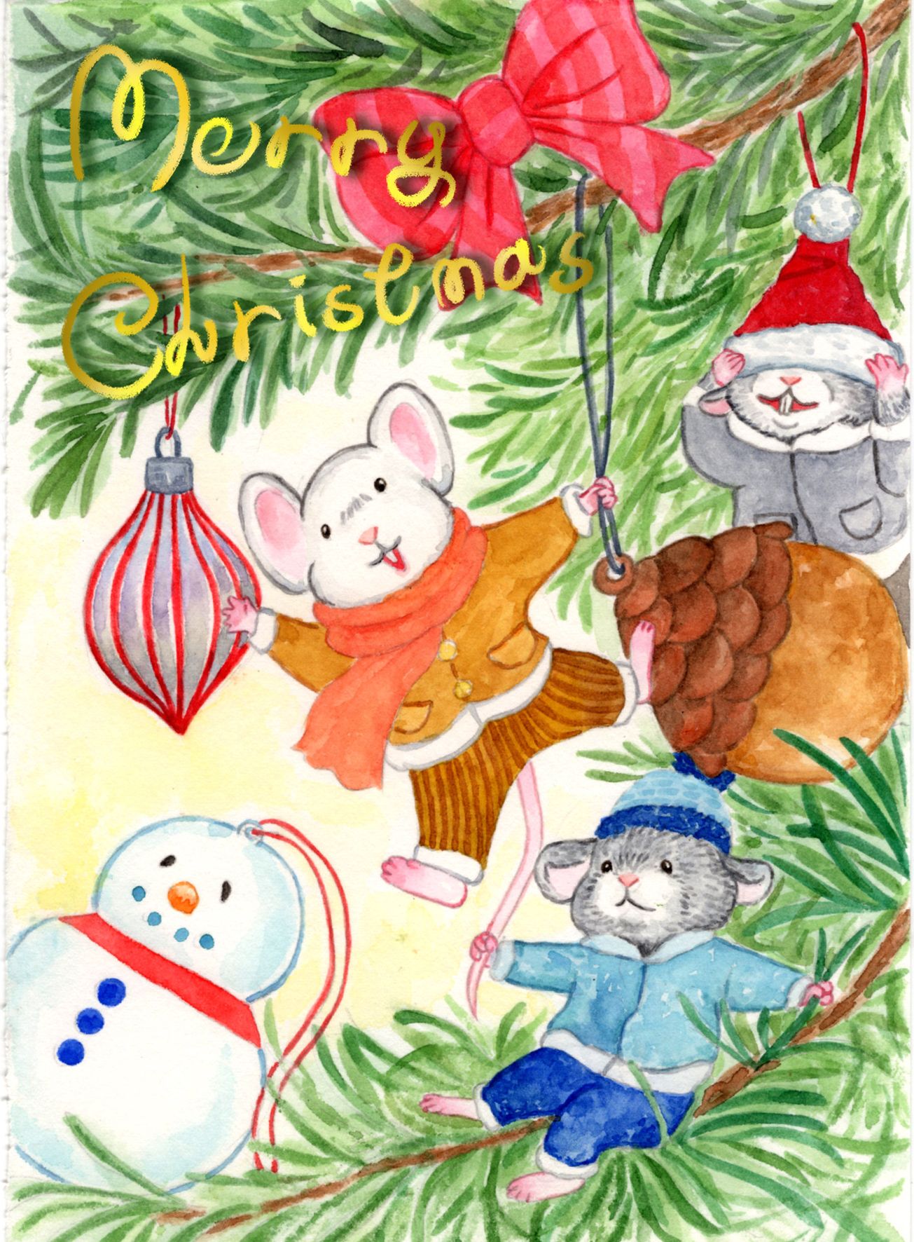 胖肚子小畫室-聖誕鼠鼠 明信片