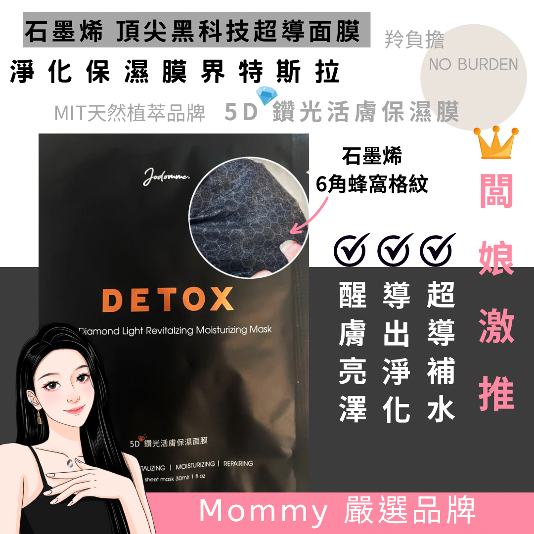 水潤潔淨嫩白肌敷化✨喬朵5D石墨烯黑科技面膜