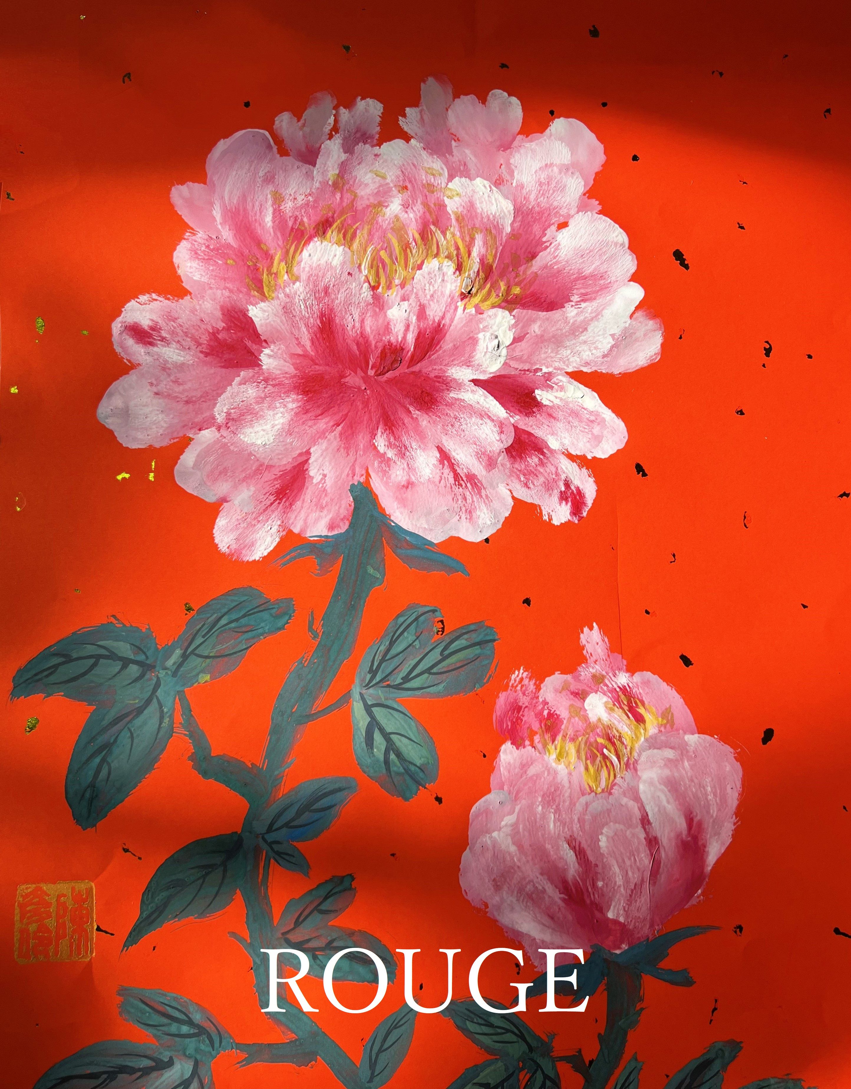 🌸ROUGE時尚書畫/灑金手繪春聯/客製化/手寫手繪/代客寫字/時尚花卉/文青風🌸（彩繪花卉春聯歡迎私訊🗨）