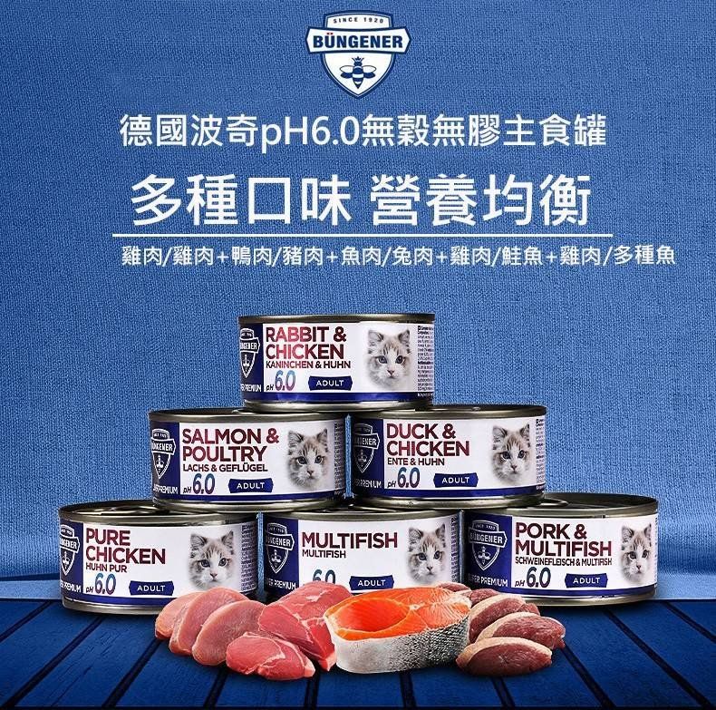 （貓罐頭餐包）德國 Bungener pH6.0 波奇 貓咪無穀主食罐