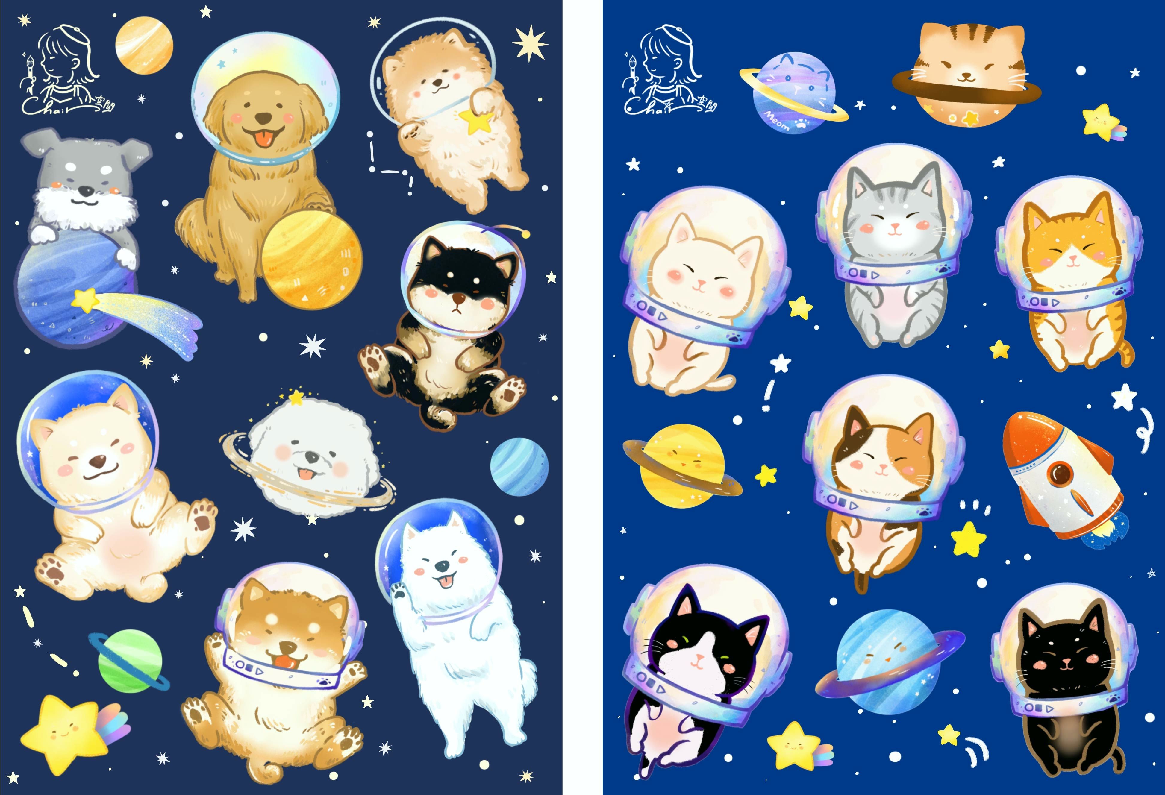 貓、狗星人圖鑑貼紙