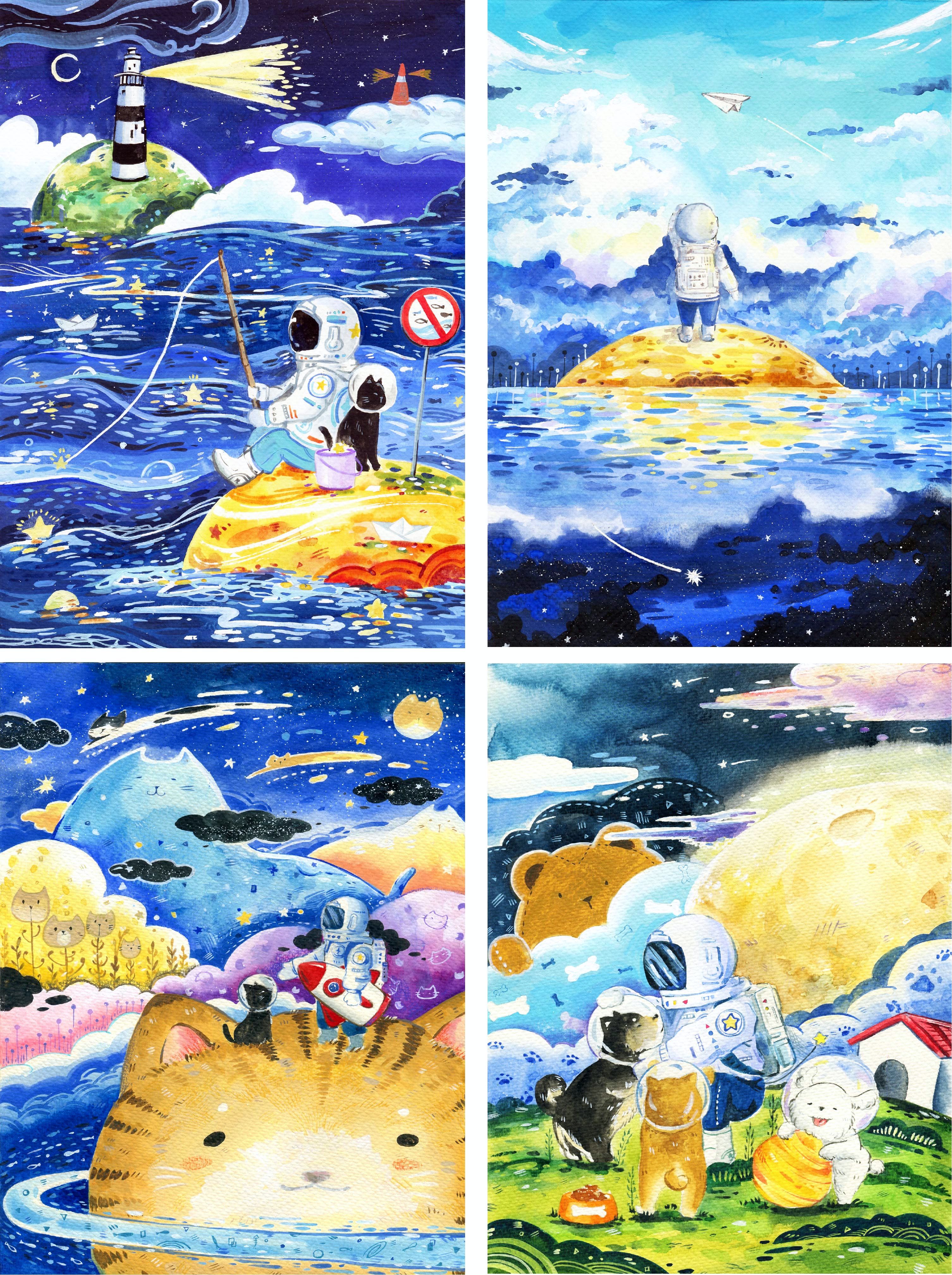 太空人系列明信片