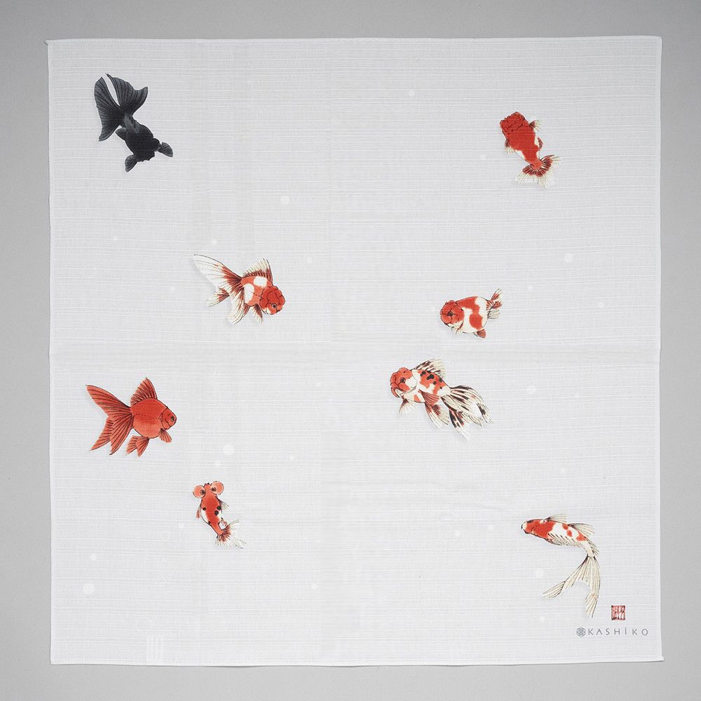 【現貨】KASHIKO日本金澤九谷燒手工製風呂敷 - 金魚 / 二巾