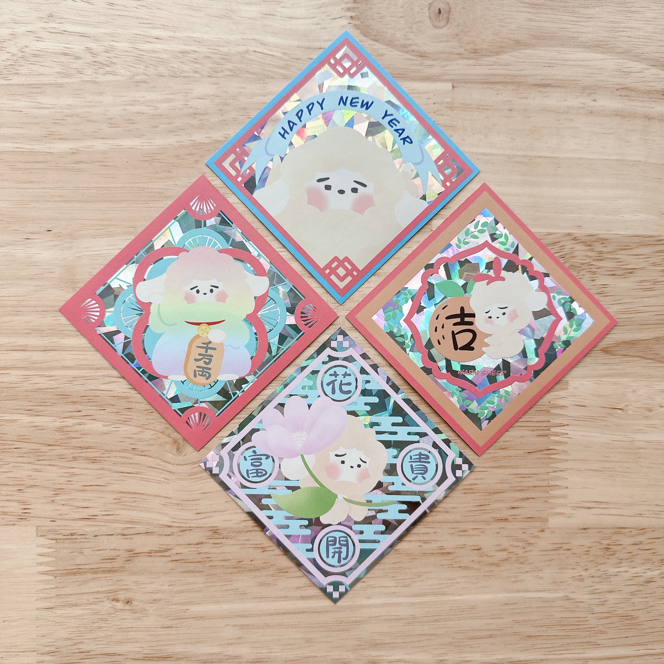 【暖羊Warm sheep】春聯明信片與貼紙組