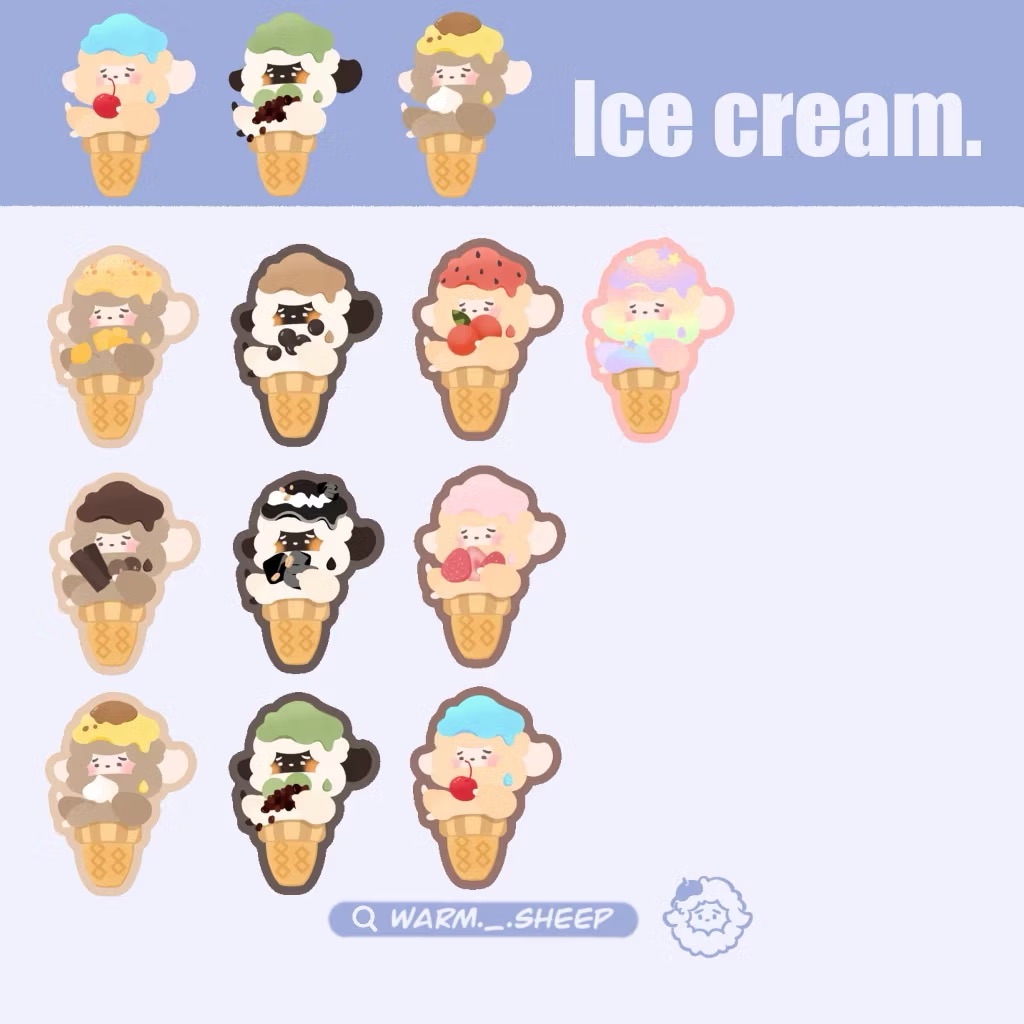 【暖羊warm sheep】暖羊冰品餅乾防水貼紙｜原創｜貼紙｜防水貼紙｜筆記貼紙
