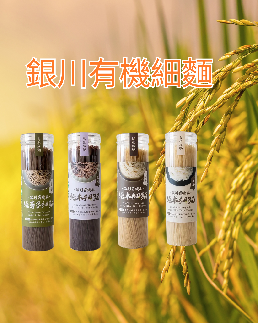 銀川有機細麵350G  4款