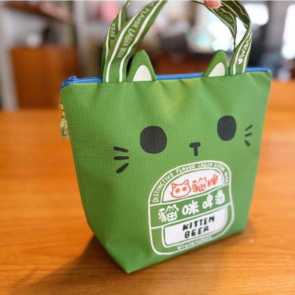 Vivianshen啤酒貓咪防潑水午餐袋