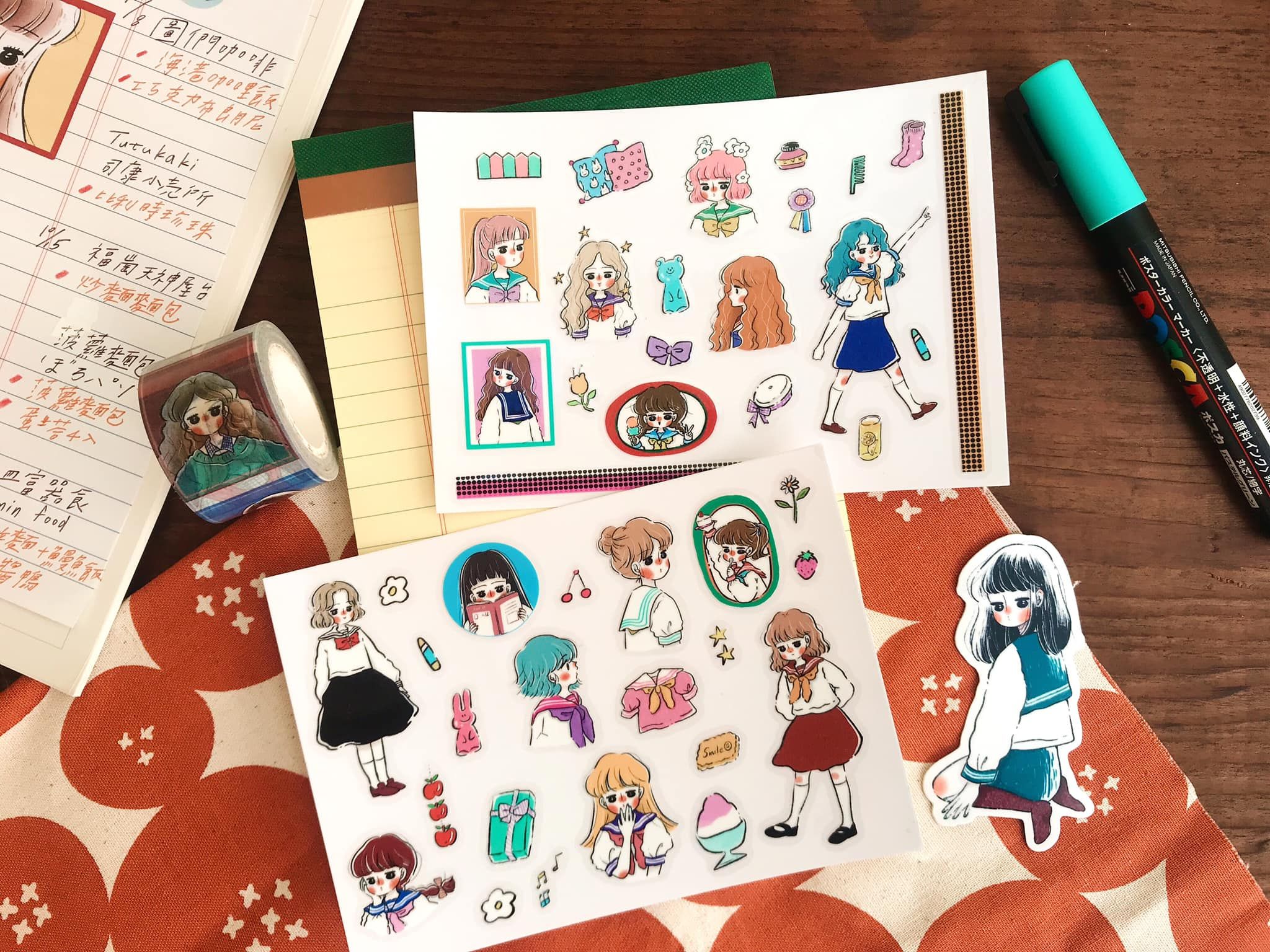 轉印貼紙 水手服少女