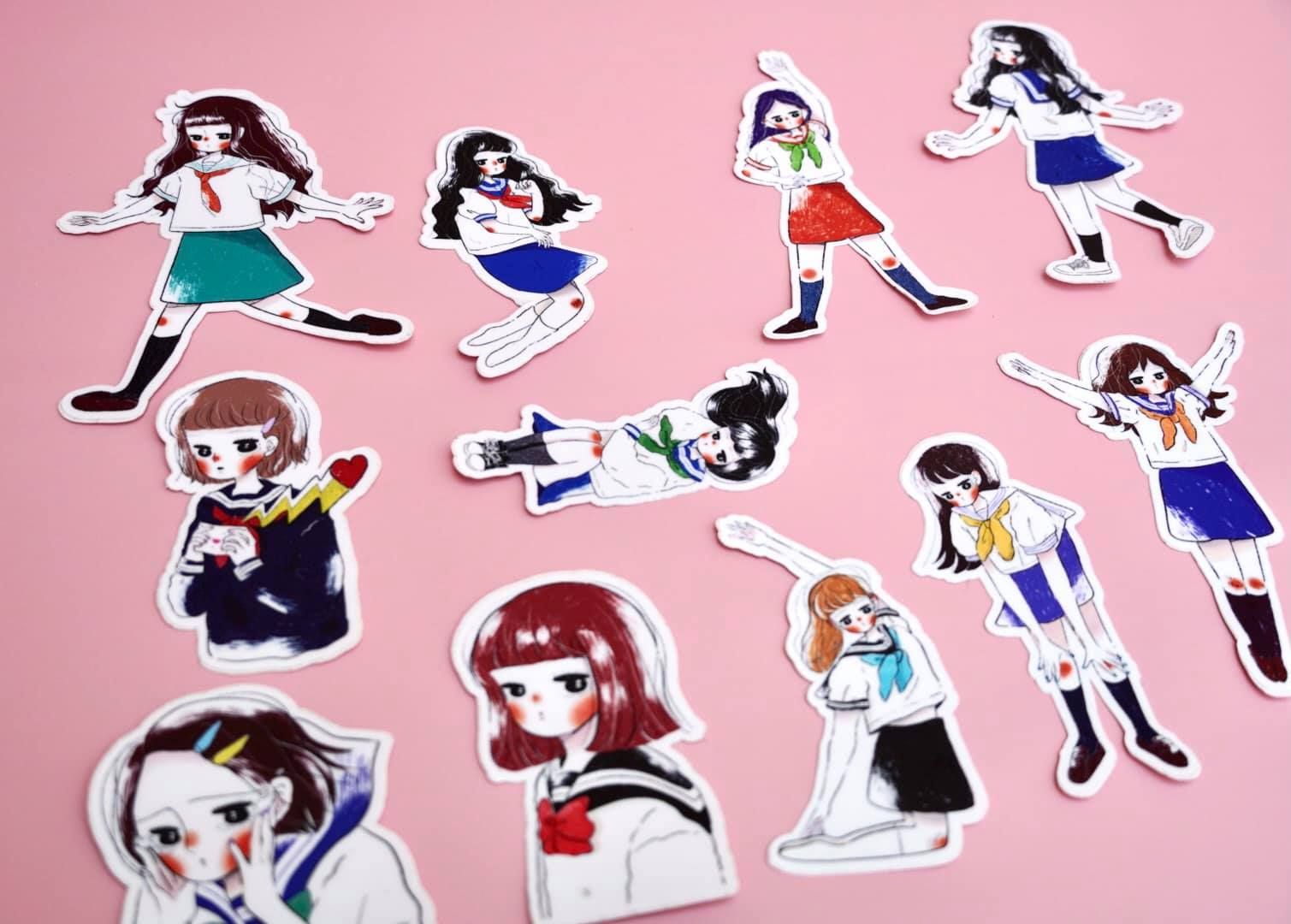 防水貼紙 水手服少女