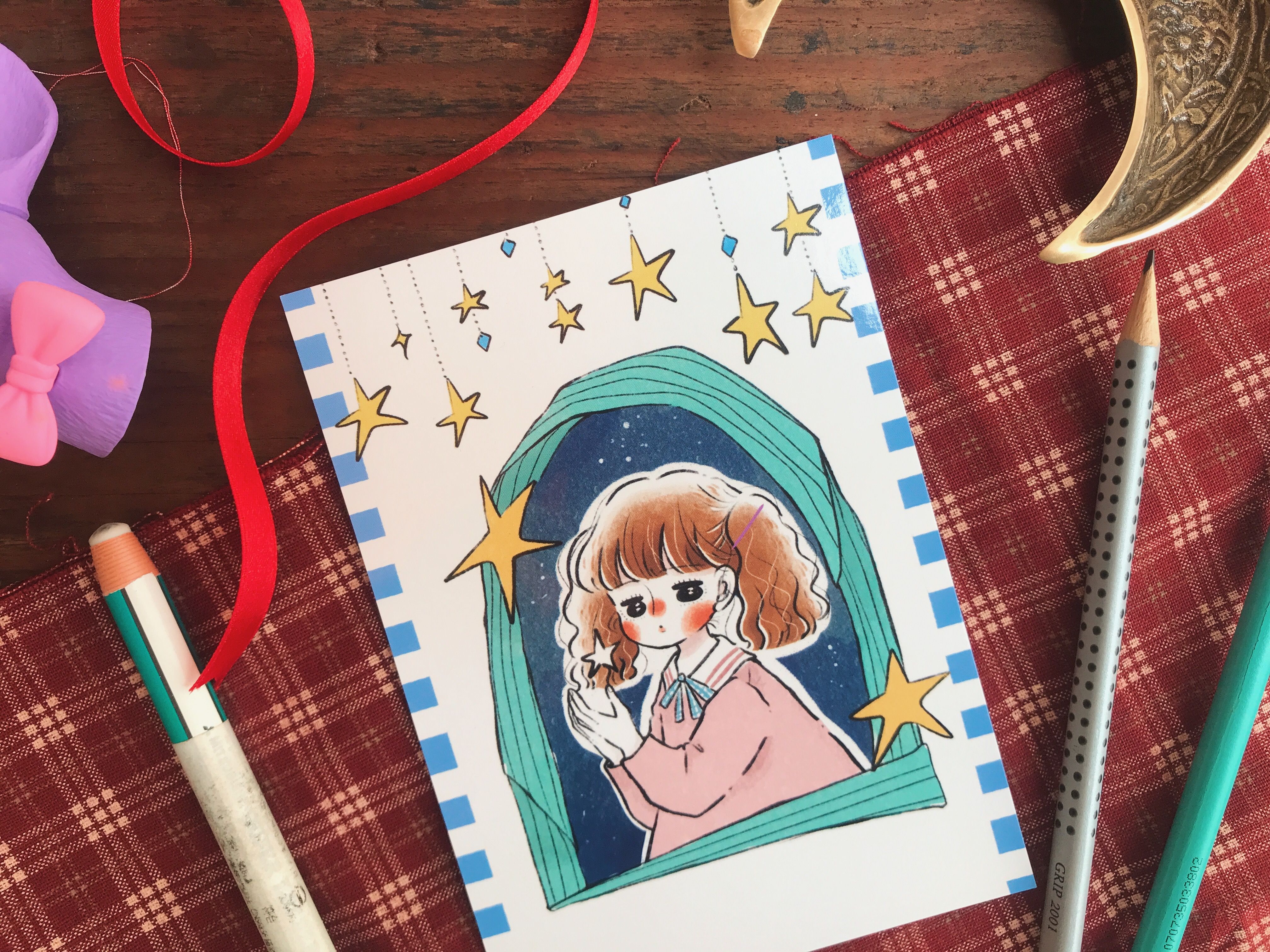 明信片 復刻回憶-夜裡的星星