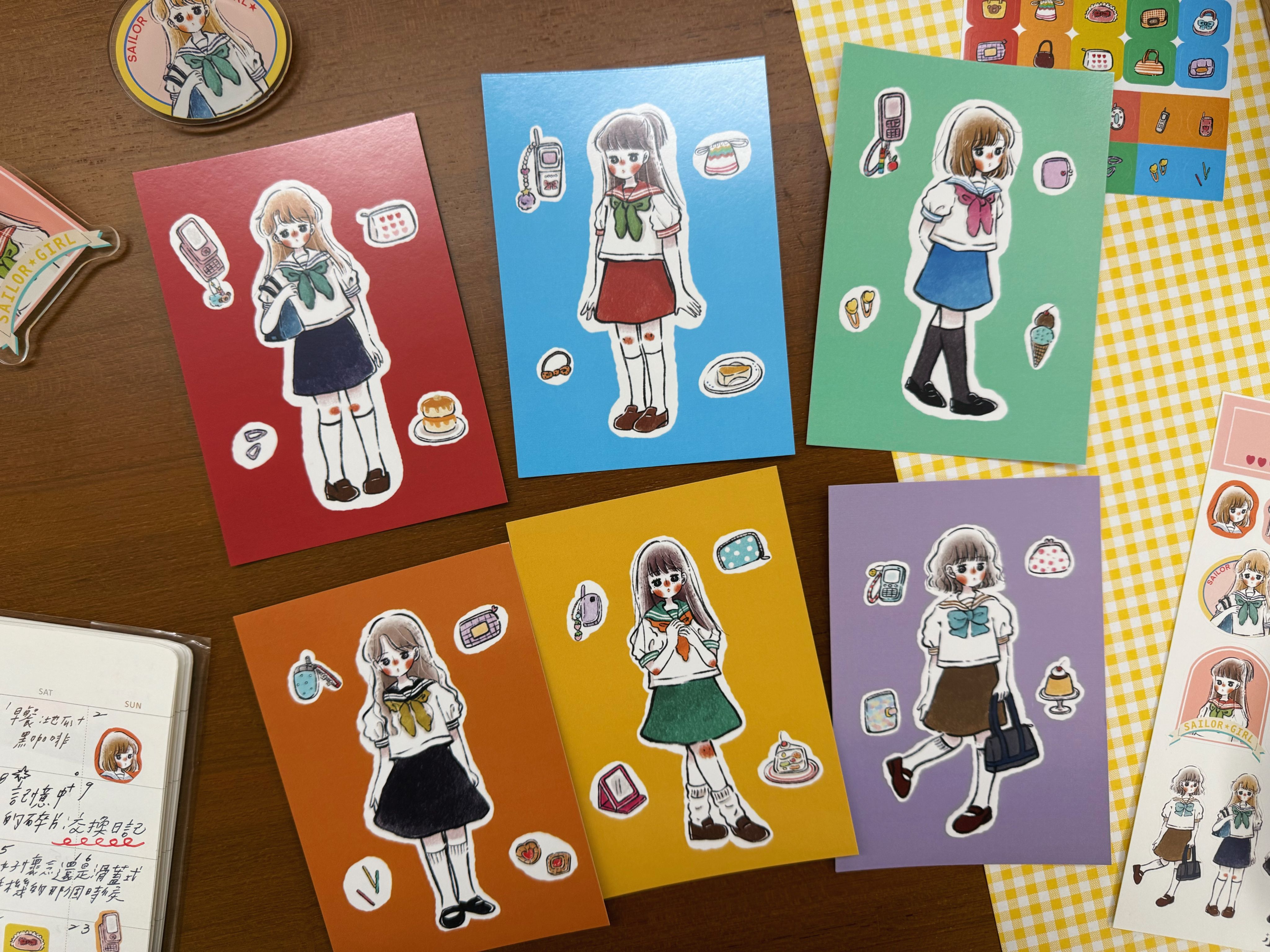 明信片 水手服少女-那些年的女孩們 共6款