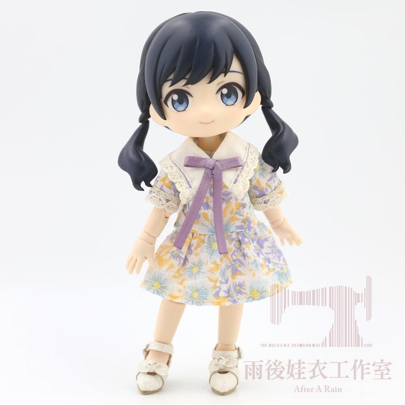 假領小洋裝 茵藍（UFdoll/OB11/黏土娃）🌧雨後娃衣工作室☀