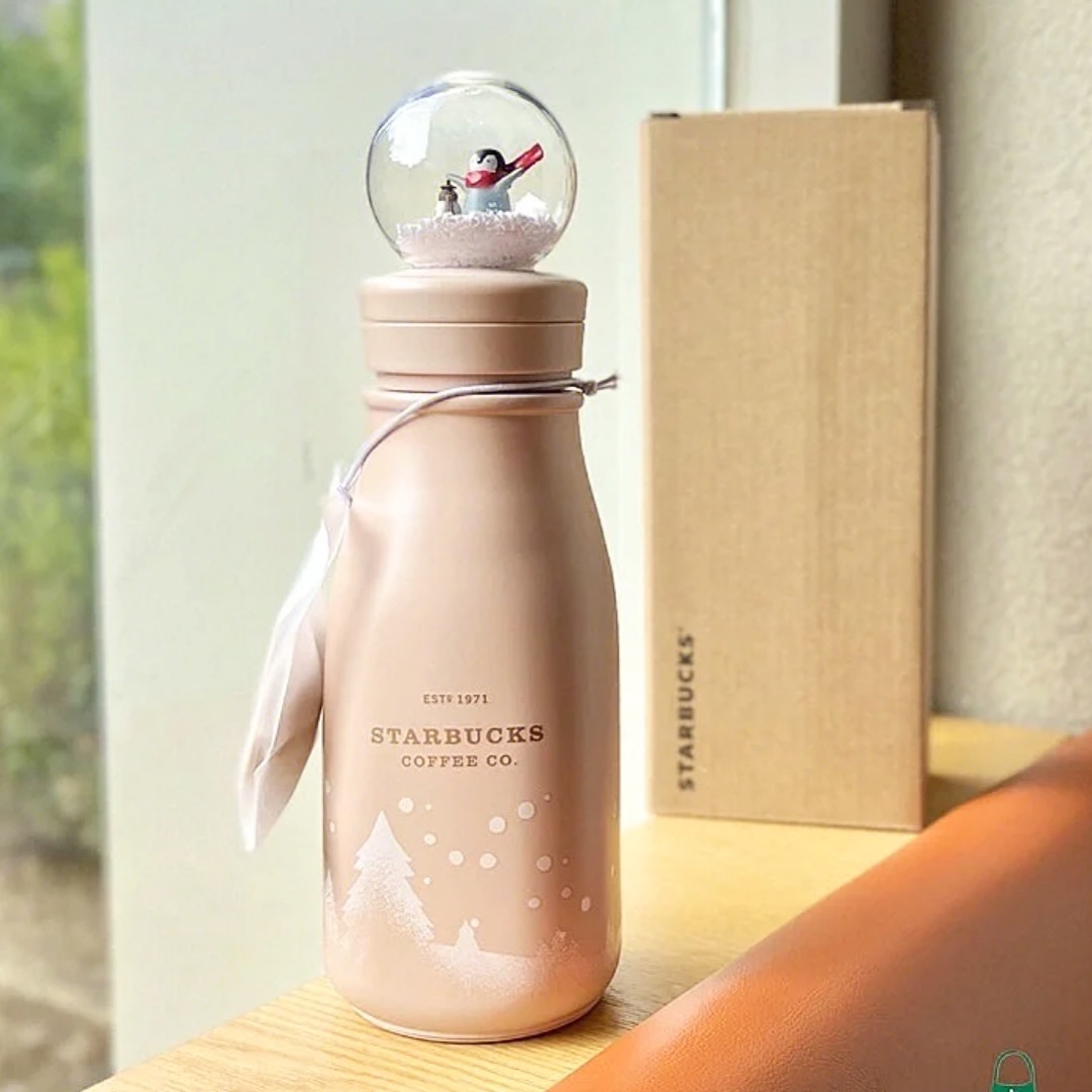 星巴克 奶茶企鵝水晶保溫瓶
