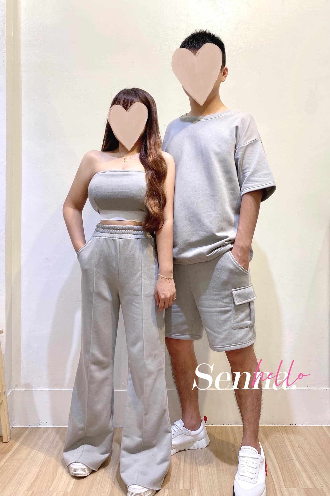 🌿獨家訂製韓系情侶裝·女版平口套裝＆男版工裝