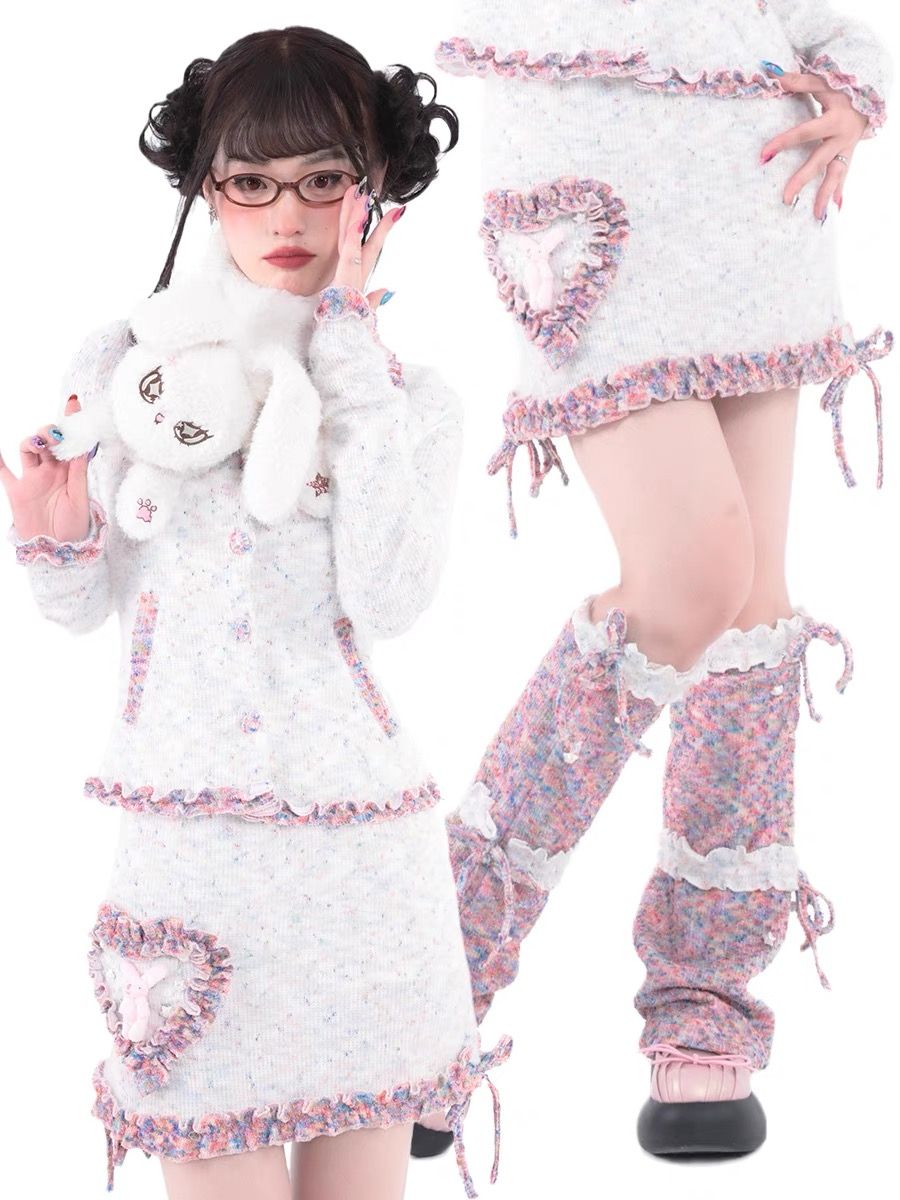 Hashtag DDD 兔子娃娃復古奶油半身裙