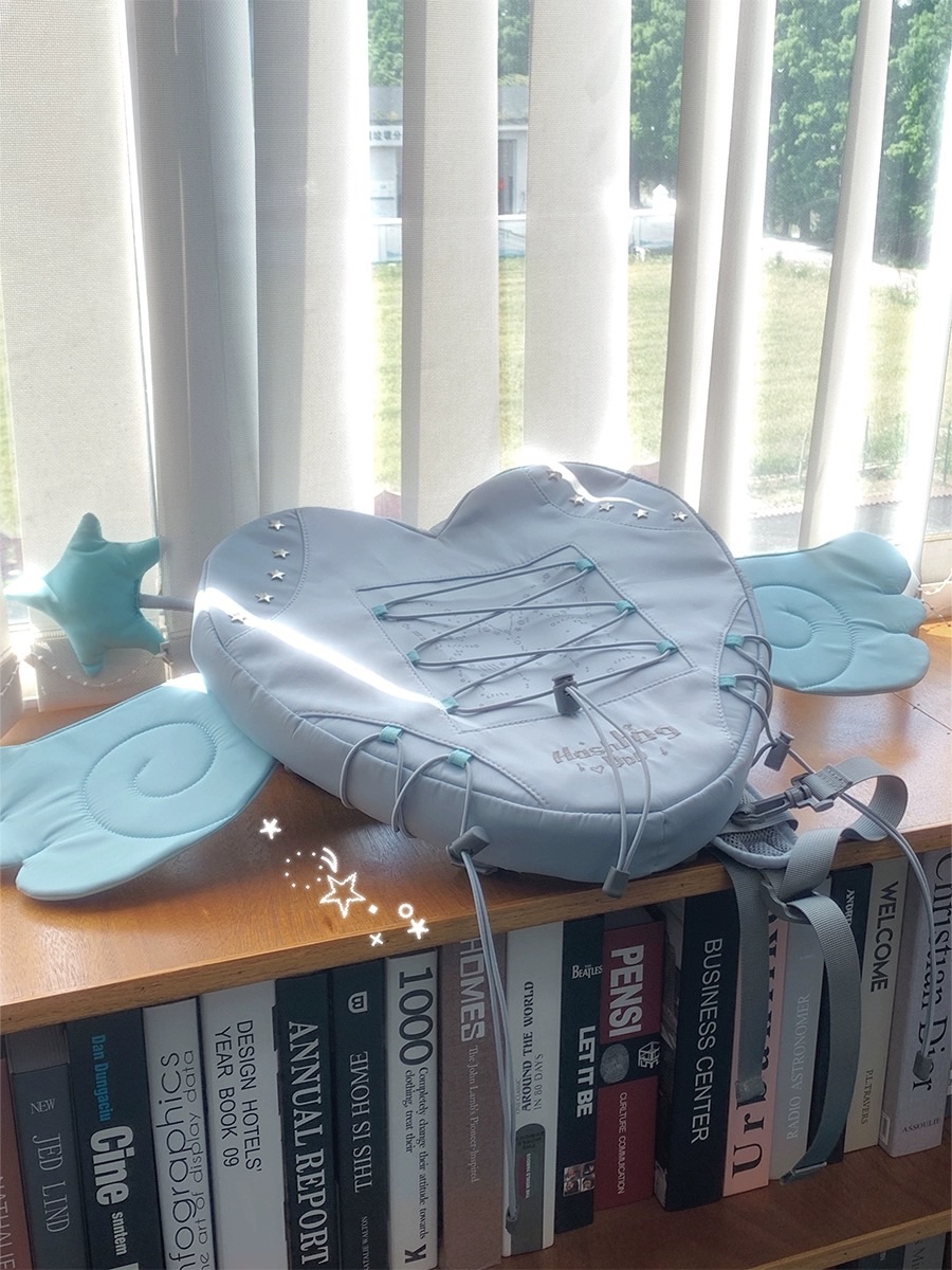 Hashtag DDD 愛心天使翅膀可拆卸斜肩雙肩包