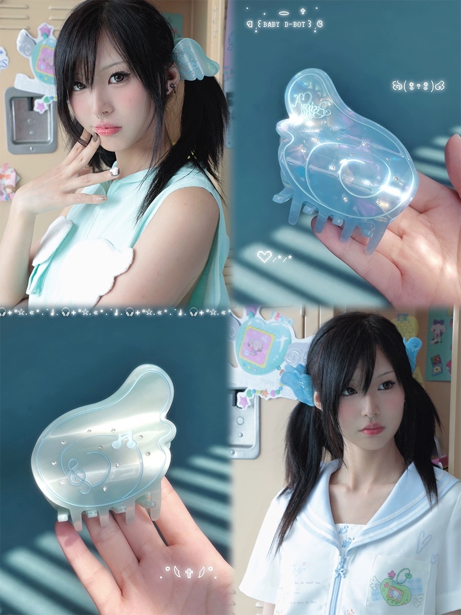 加價購🍬Hashtag DDD 二次元夢核水藍色天使翅膀鯊魚夾