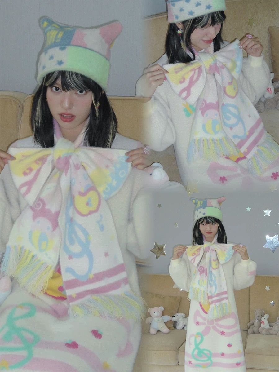 New🩵  日系昭和流蘇仿貂毛 鳥鳥一聯名圍巾