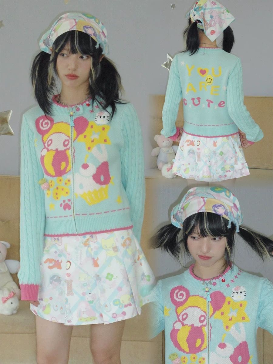 New🩵 復古重工撞色 鳥鳥一聯名針織開衫