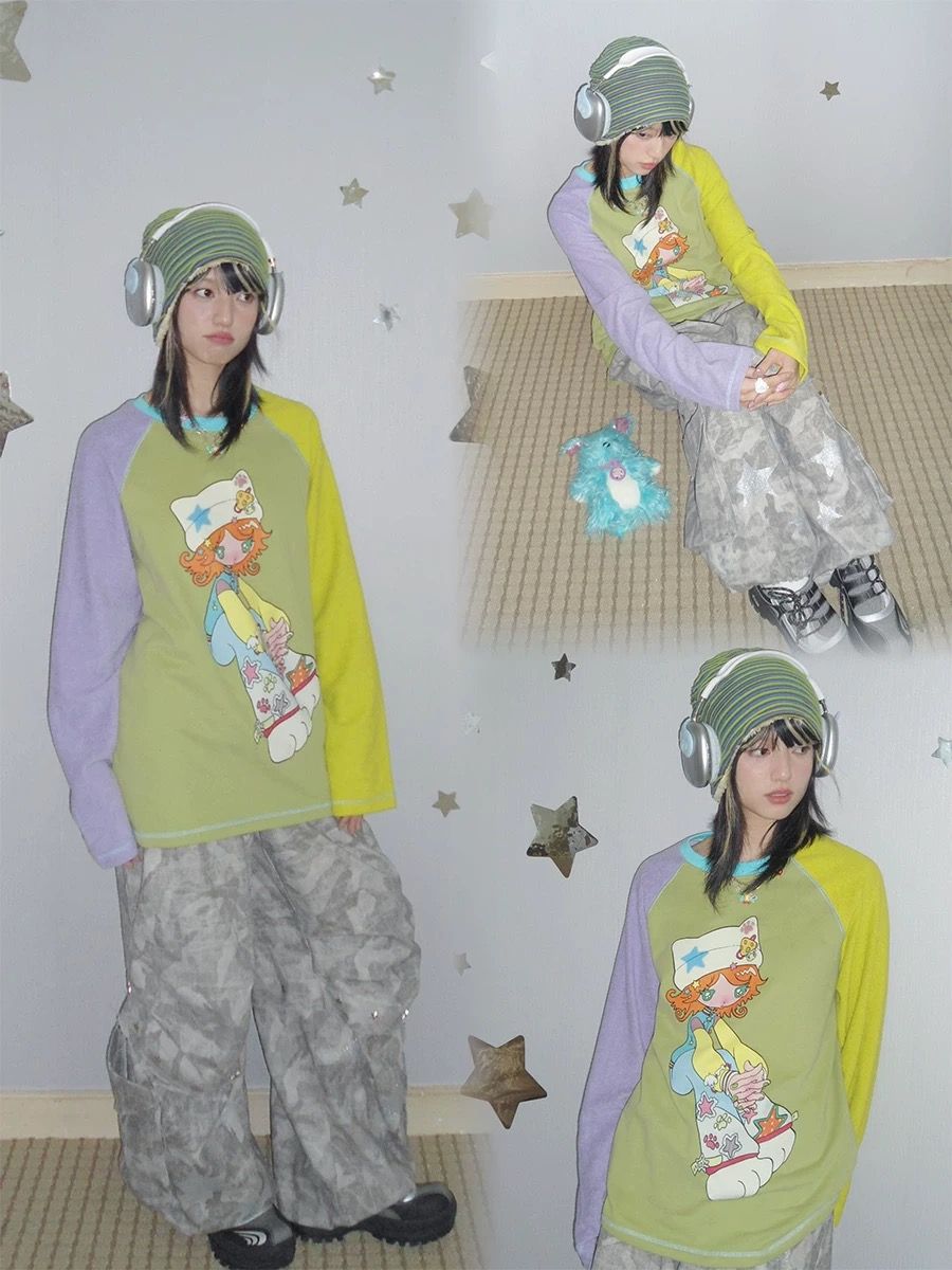 New🩵 鳥鳥一聯名撞色插肩長T