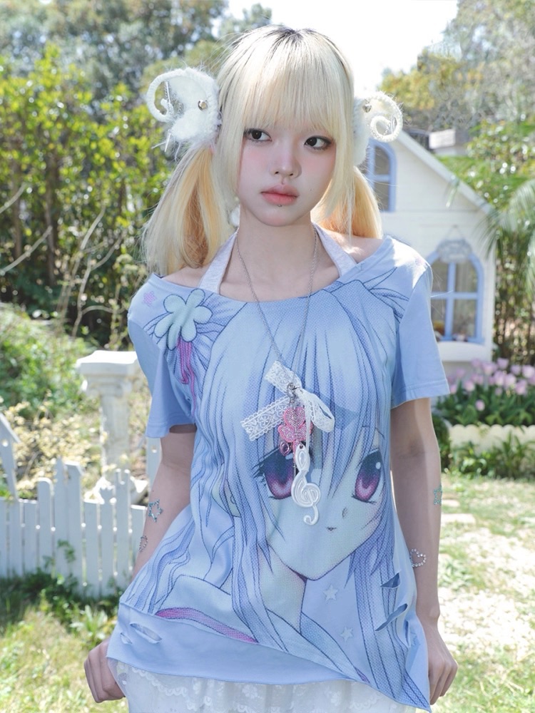 New⋆⸜♡⸝‍⋆ 美少女假兩件掛脖吊帶T恤