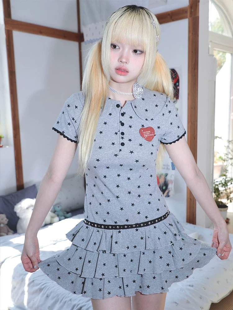 New⋆⸜♡⸝‍⋆ 星星polo領蛋糕連衣裙