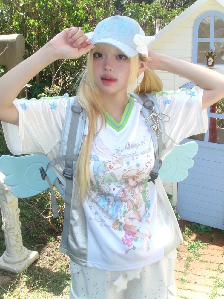 New⋆⸜♡⸝‍⋆ 夢核星星 奧莉蛙聯名拼接短袖球衣