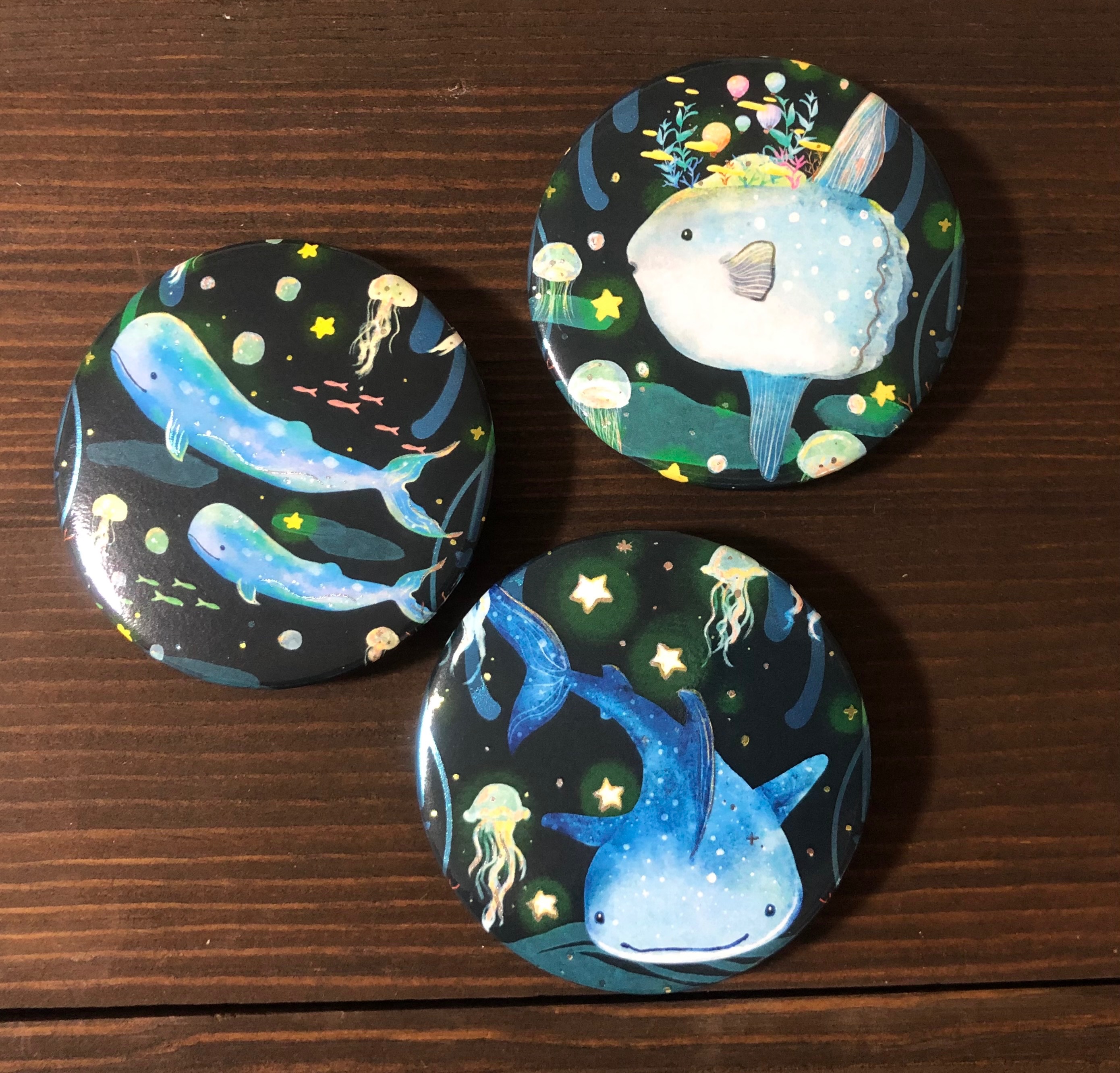 海洋燙金別針（直徑約5.5cm）