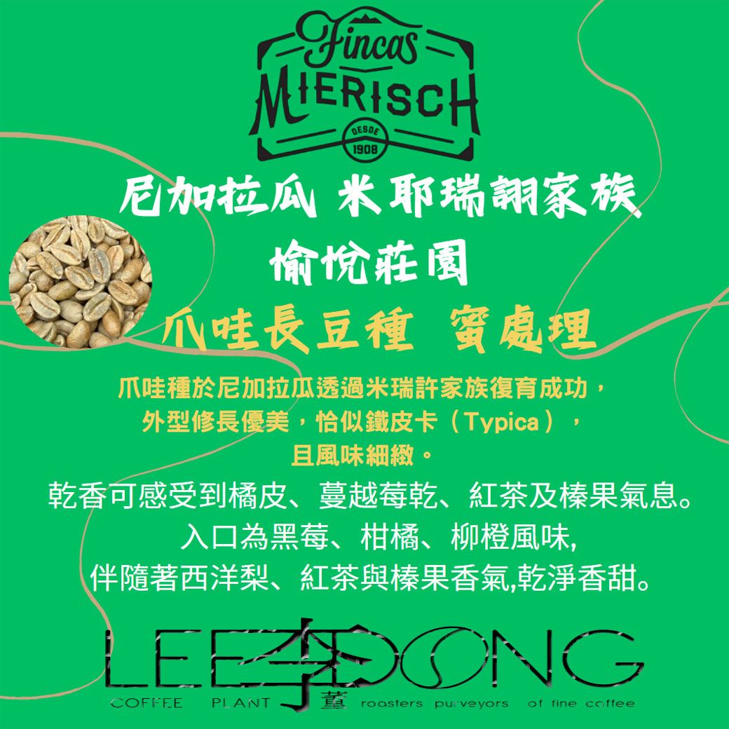 尼加拉瓜 米耶瑞詡家族 愉悅莊園【爪哇種】蜜 PROBAT 李董咖啡