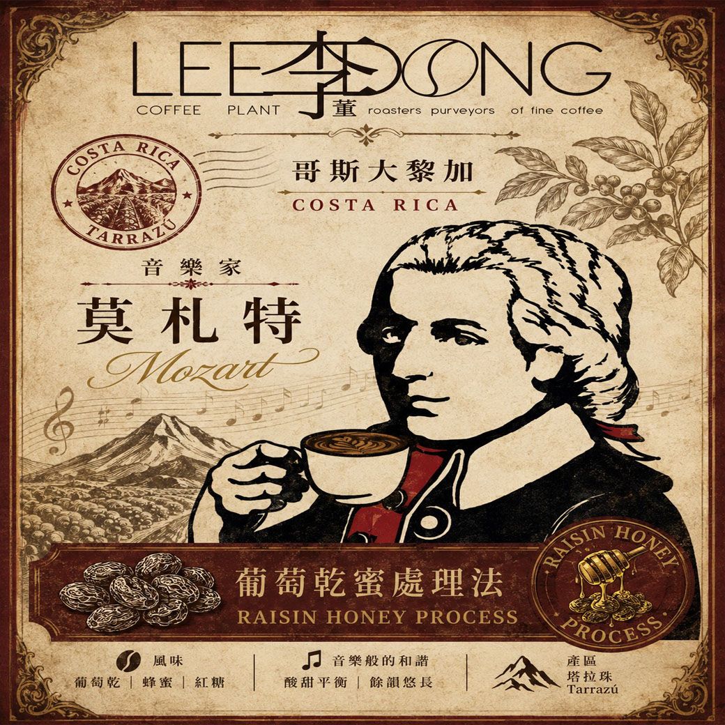 哥斯大黎加 塔拉珠 卡内特莊園  音樂家系列 海頓 莫札特 蕭邦 巴哈 葡萄乾蜜 貝多芬酵素水洗