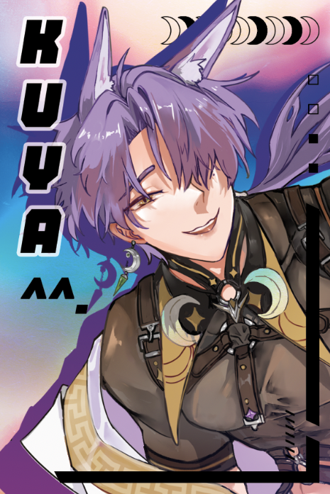 雙月狐鐳射閃卡明信片